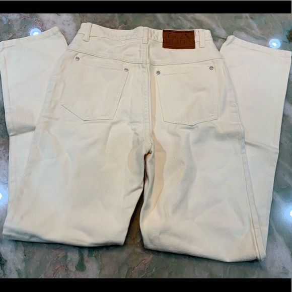 Vtg La Blues High Waisted Ivory/Cream Denim Mom Jeans Sz Vtg 8 Euc - Picture 5 of 10
